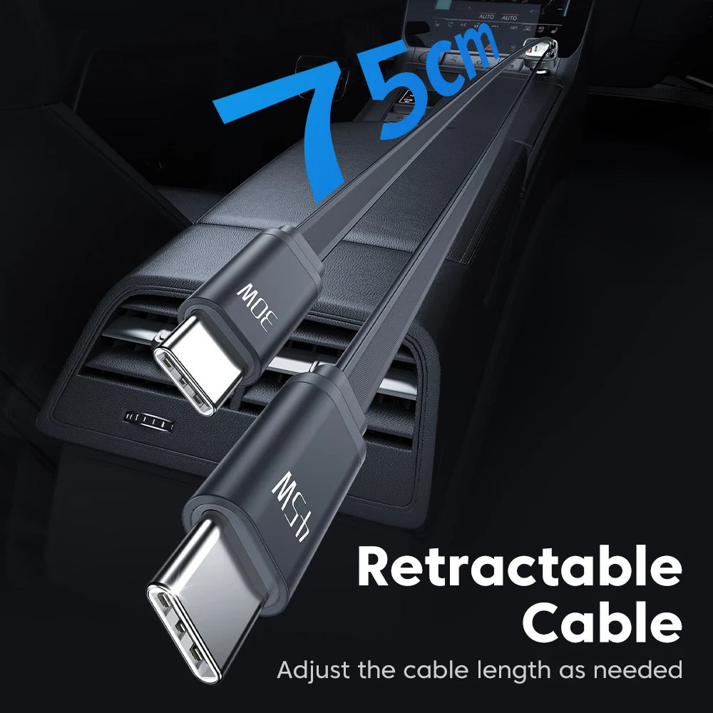 105W USB-C Car Charger with Retractable 4-in-1 Cable – 3