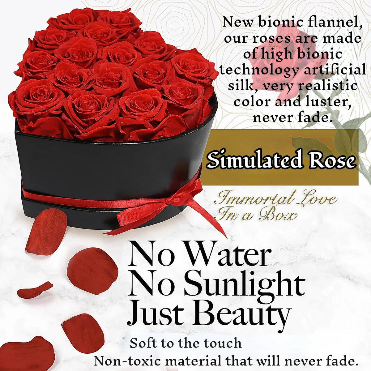 Artificial Rose Bouquet Gift Box with 100 Languages Necklace – 5