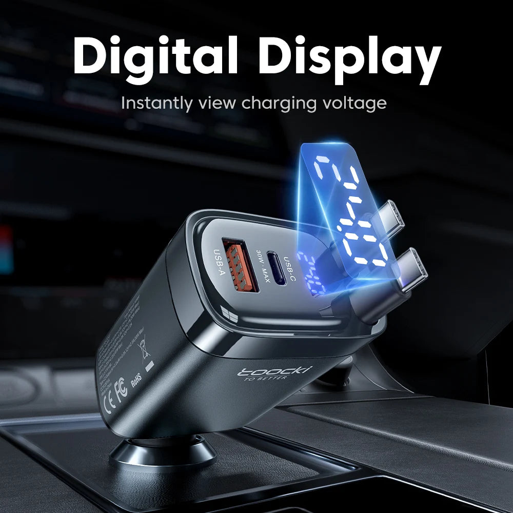 105W USB-C Car Charger with Retractable 4-in-1 Cable – 4