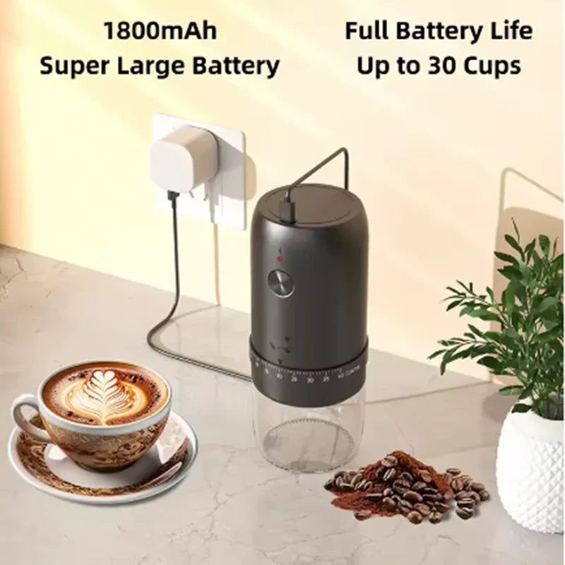 Portable Electric Coffee Bean Grinder with Adjustable 40 Gears – 3
