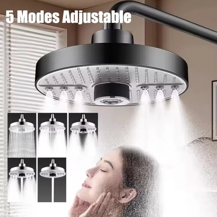 7-Inch Round Rainfall Shower Head with 5 Spray Modes