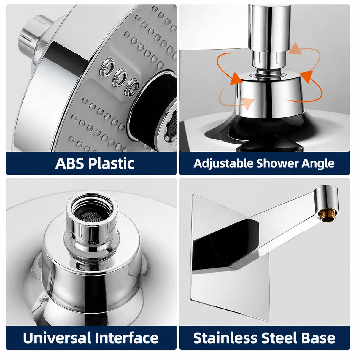 7-Inch Round Rainfall Shower Head with 5 Spray Modes – 4