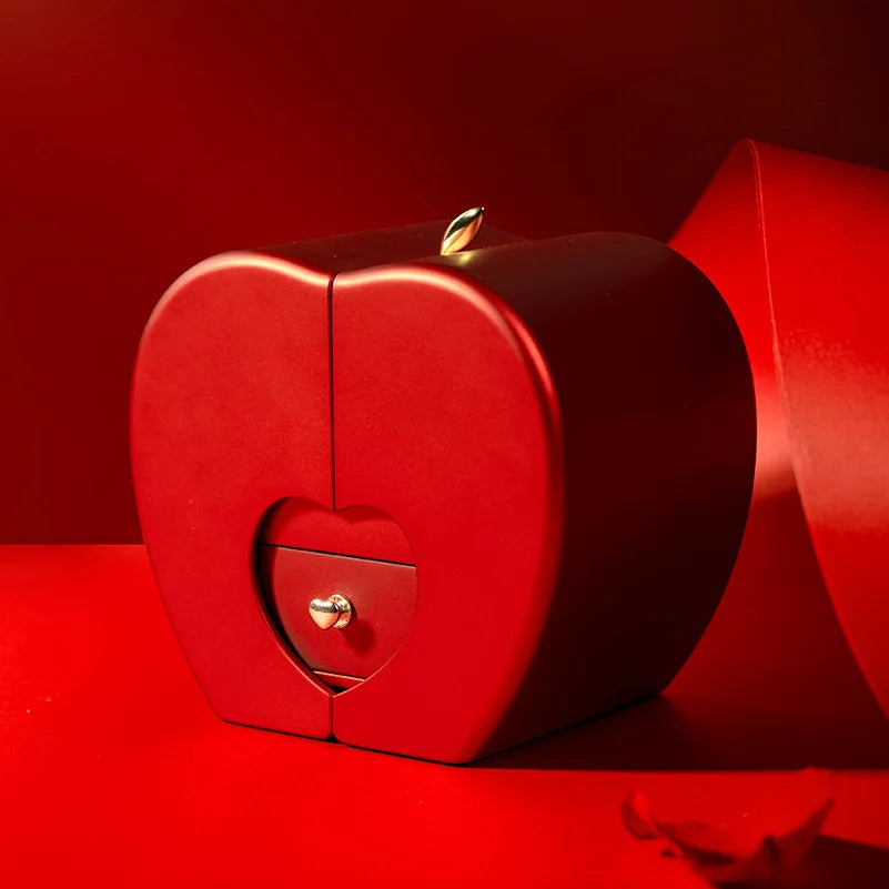 Rose Gold Red Zircon Pendant Necklace Gift Set