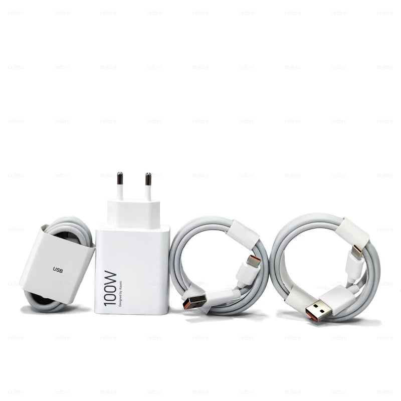 100W USB-C Fast Charger with 1m, 1.5m or 2m Cable – 6