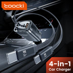 105W USB-C Car Charger with Retractable 4-in-1 Cable