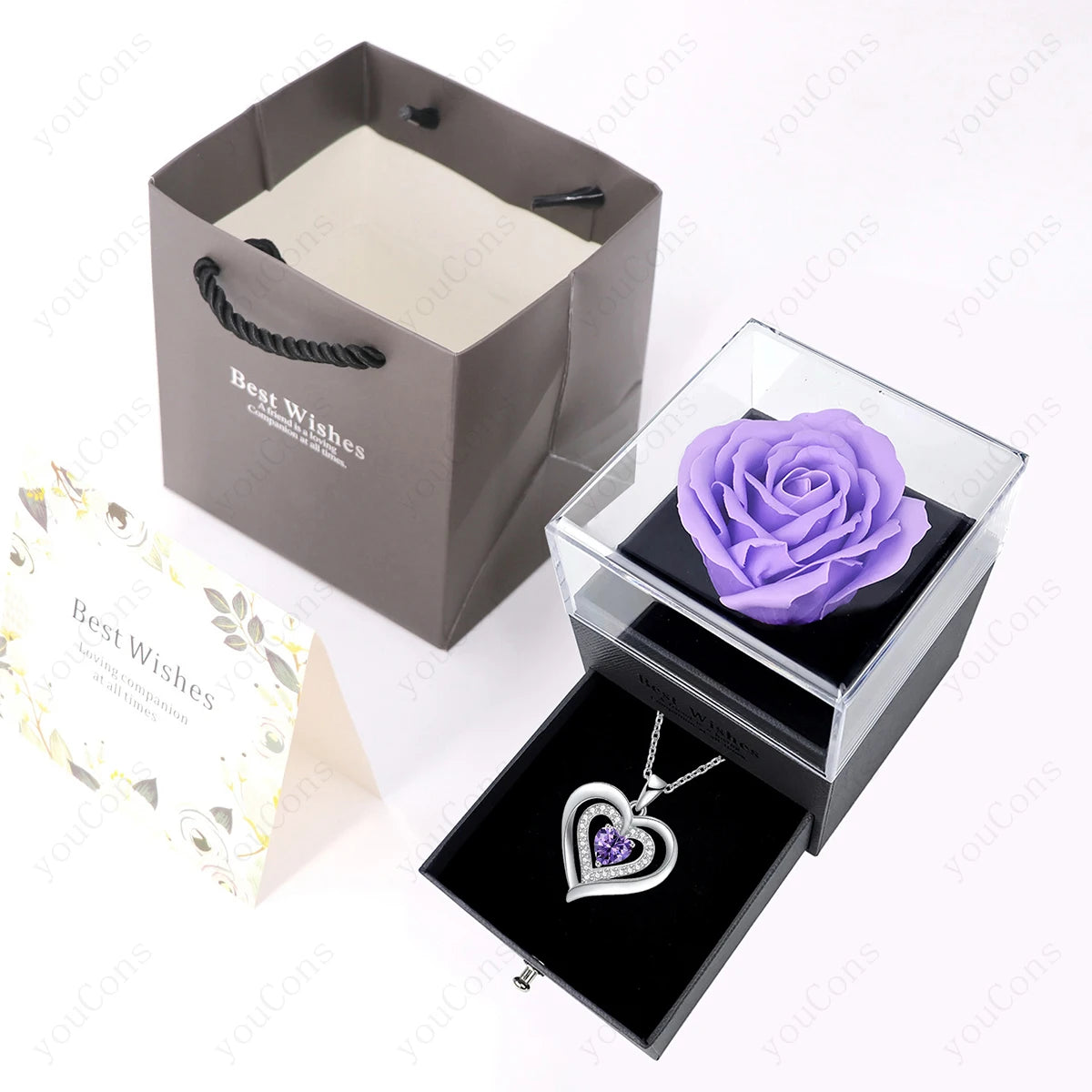 Zircon Heart Pendant Necklace Gift Set
