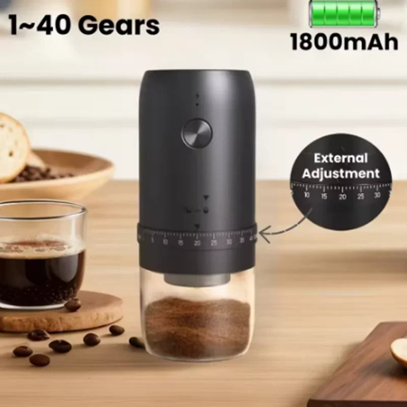 Portable Electric Coffee Bean Grinder with Adjustable 40 Gears