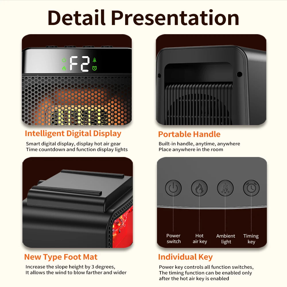 Portable Electric Ceramic Space Heater for Desk, Office & Home – 4