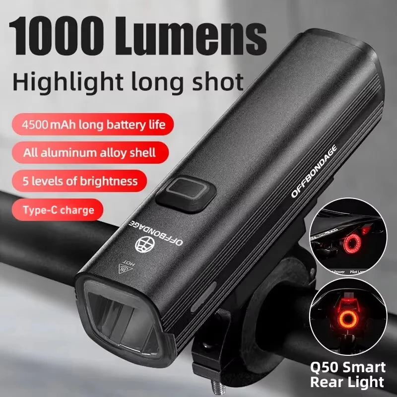 1000 Lumen USB Rechargeable Bike Headlight for MTB and Road