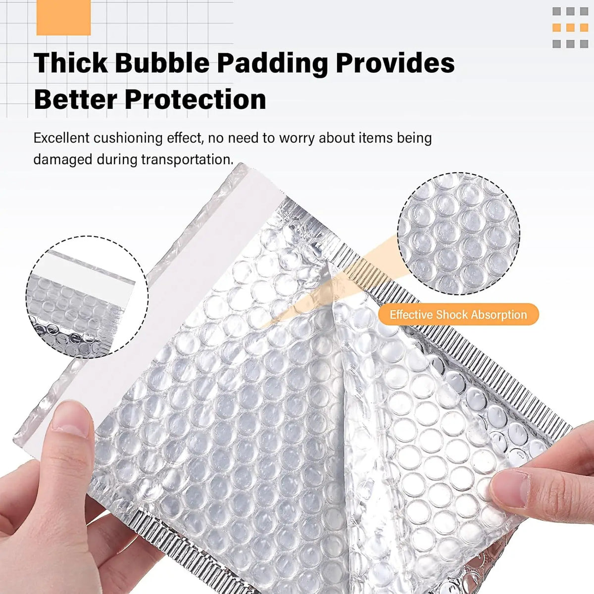 50 Silver Bubble Mailers, Waterproof Padded Envelopes for Small – image 3
