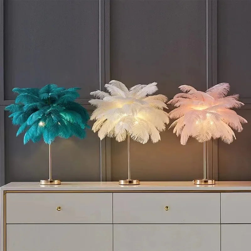 Feather Table Lamp with LED Bulb, 12W