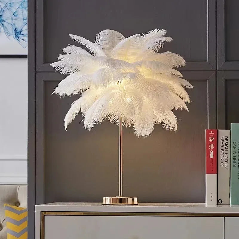 Feather Table Lamp with LED Bulb, 12W