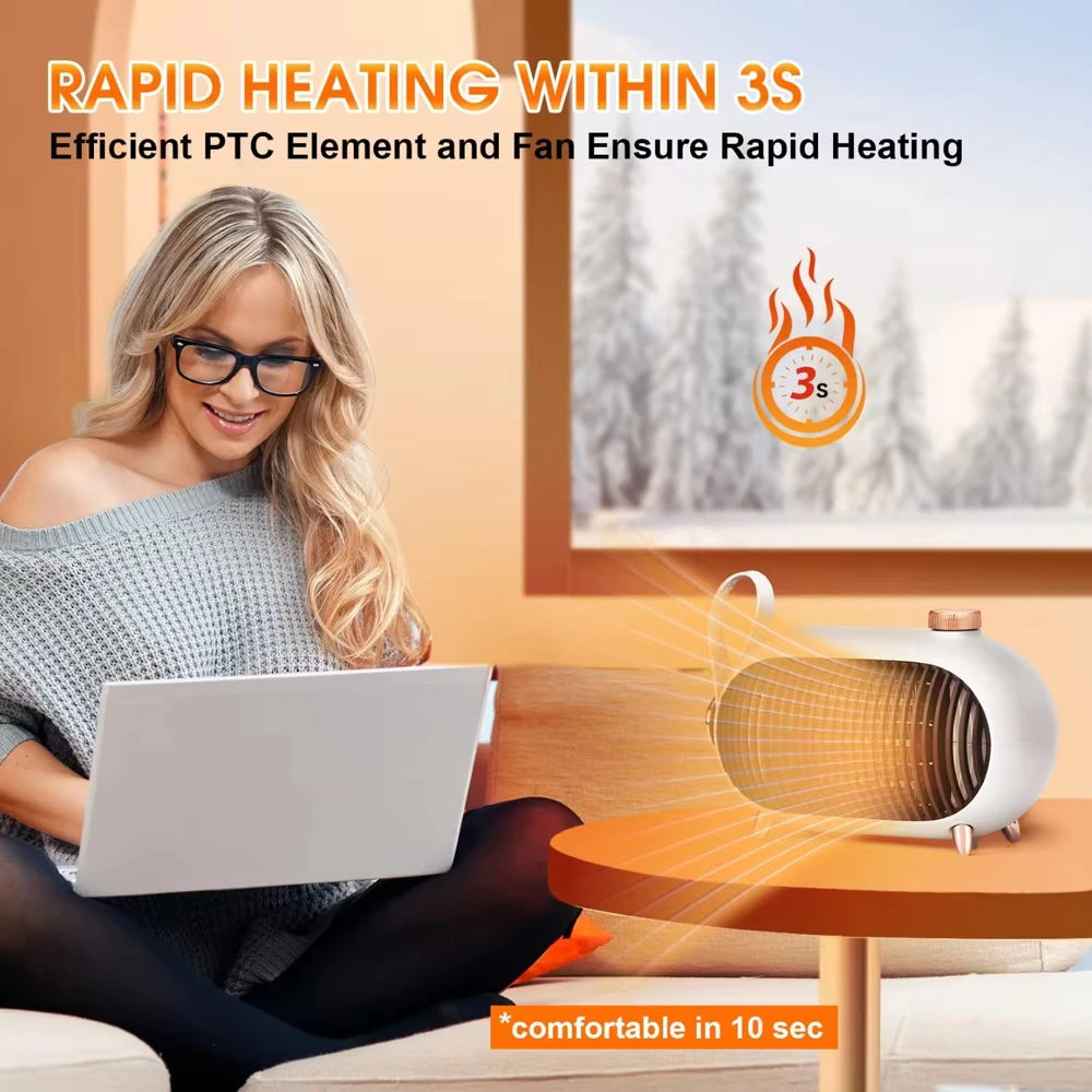 Portable Ceramic Electric Heater with Overheat Protection for Bedroom – 4
