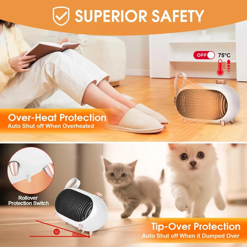Portable Ceramic Electric Heater with Overheat Protection for Bedroom – 5