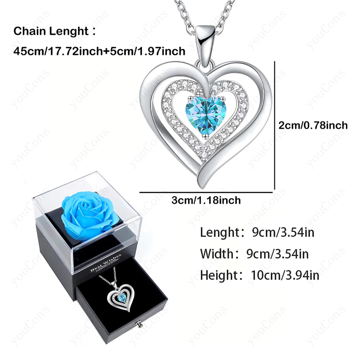Zircon Heart Pendant Necklace Gift Set