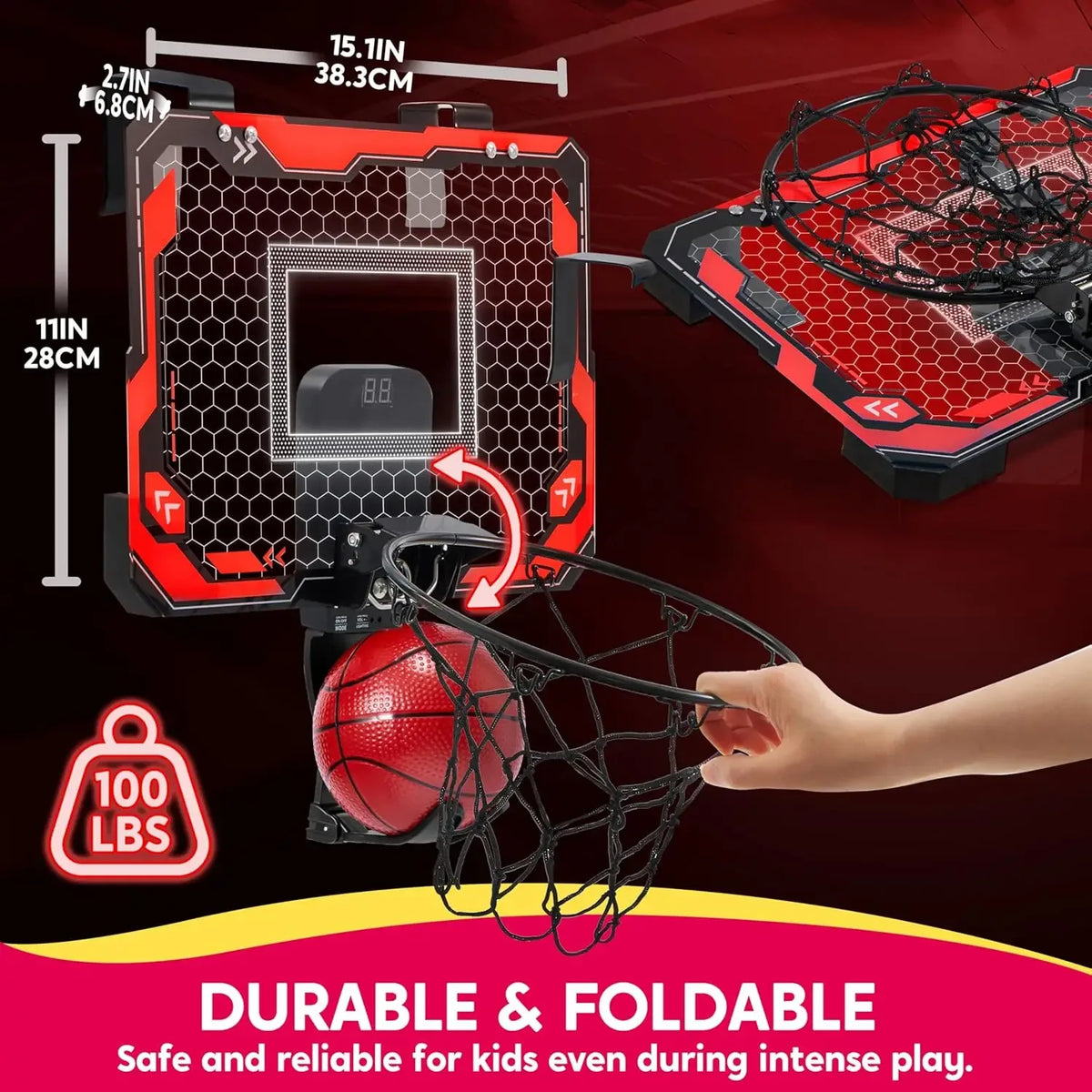 Mini Indoor Basketball Hoop with Scoreboard and 4 Balls
